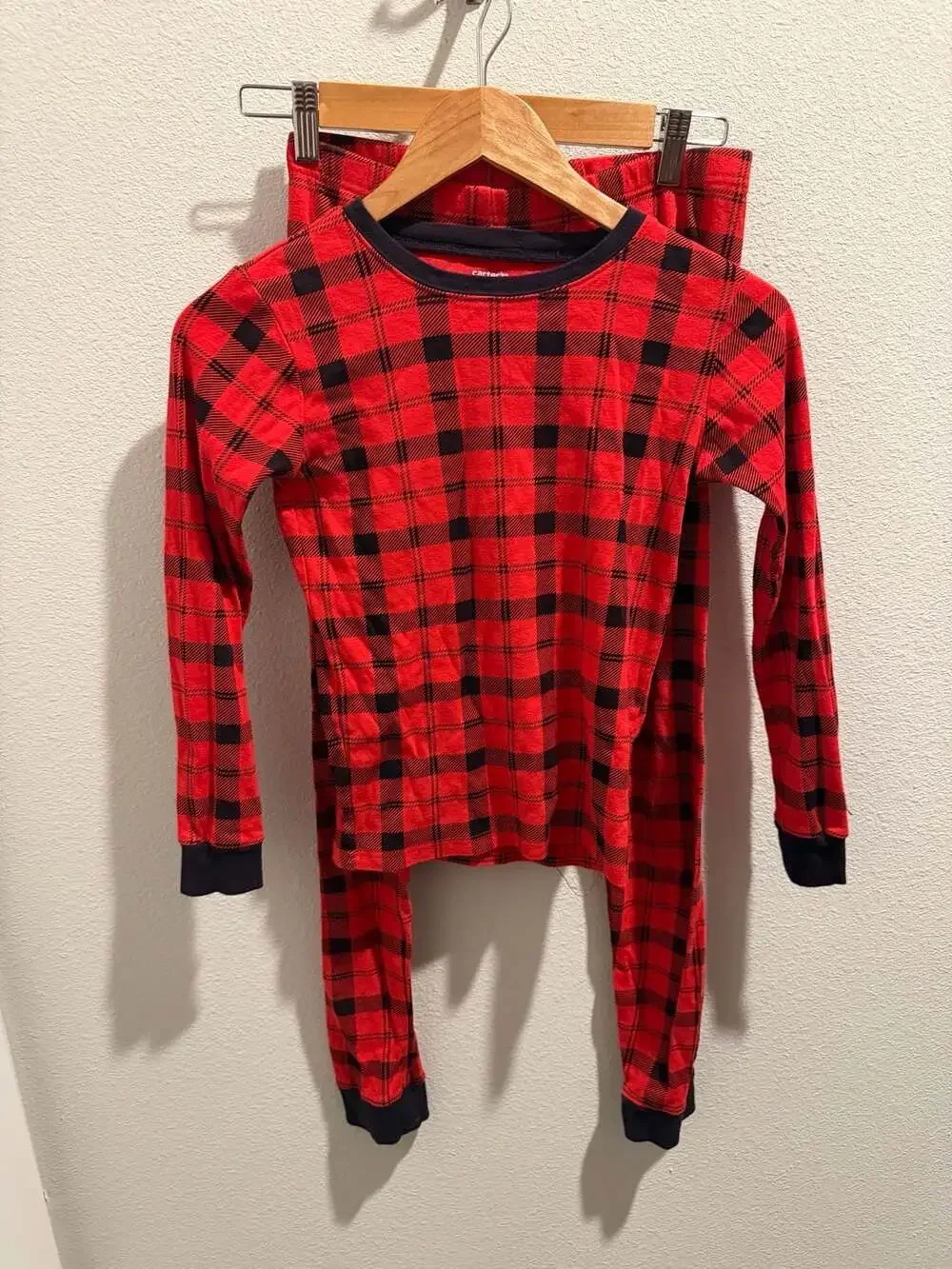Carter's Kids Red and Black Buffalo Plaid Long Sleeve Pajama Set Size 14
